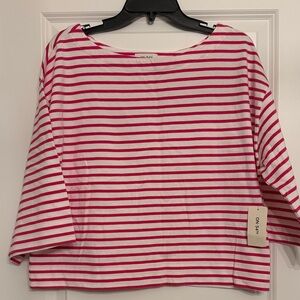 On 34th striped white and pink top in size medium